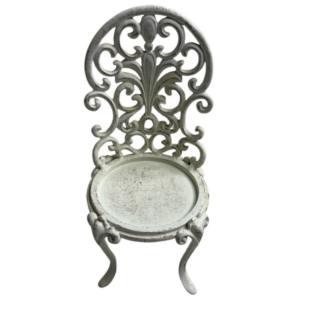 PartyLite Garden Diva 2013 White Metal Chair Mini Candle Holder Tea Light Votive